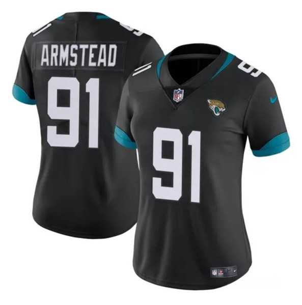 Women%27s Jacksonville Jaguars #91 Arik Armstead Black Vapor Stitched Jersey Dzhi->women nfl jersey->Women Jersey